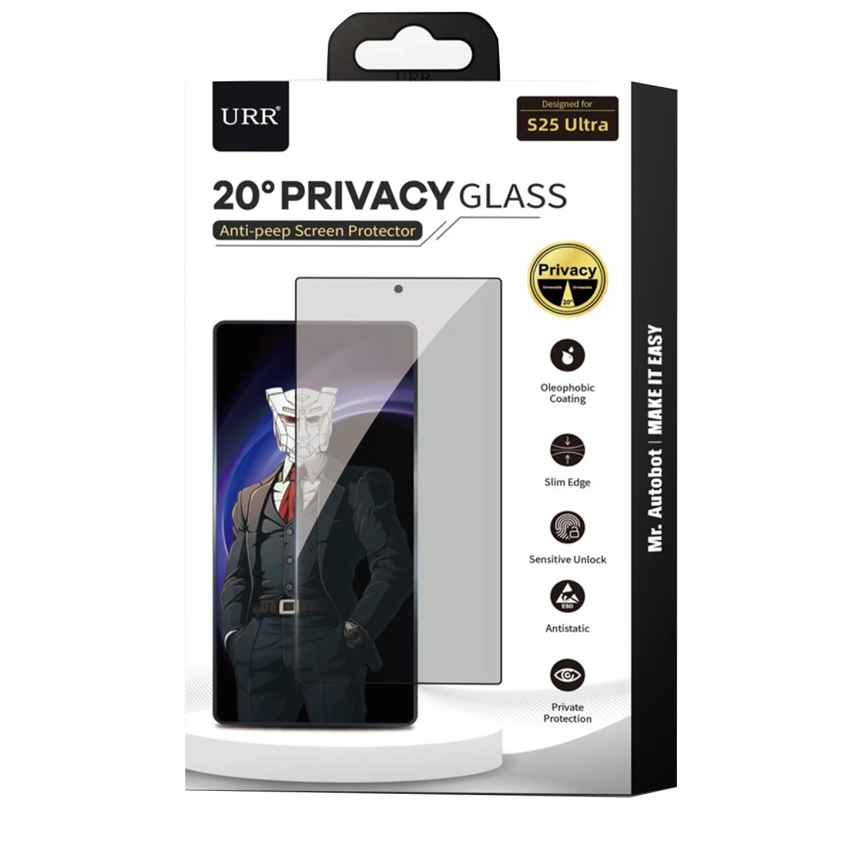 URR Samsung Galaxy S25 Plus 2.5D HD 20º Privacy Cam Ekran Koruyucu - Siyah